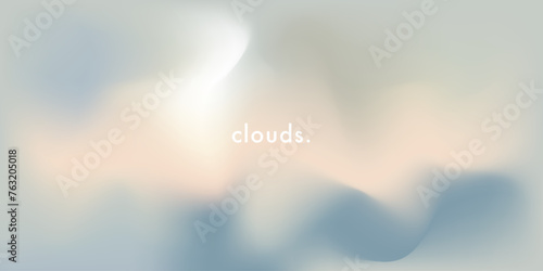 Pastel grey dramatic sky vector background. Gray soft clouds. Fog. Mist. Abstract fluffy texture with mesh gradient. Soft cloudy sunset. Sweet dream fantasy illustration painting design