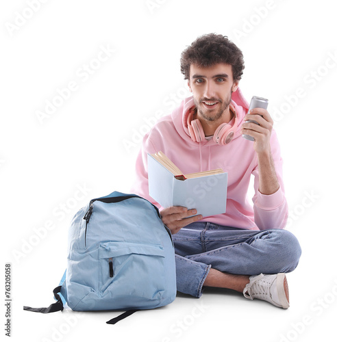 Male student with book and ...