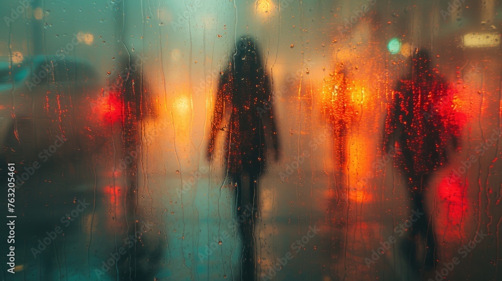 Rainy Evening Glow Through Condensed Window