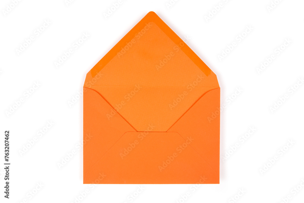 open orange envelope isolated on open orange envelope isolated on