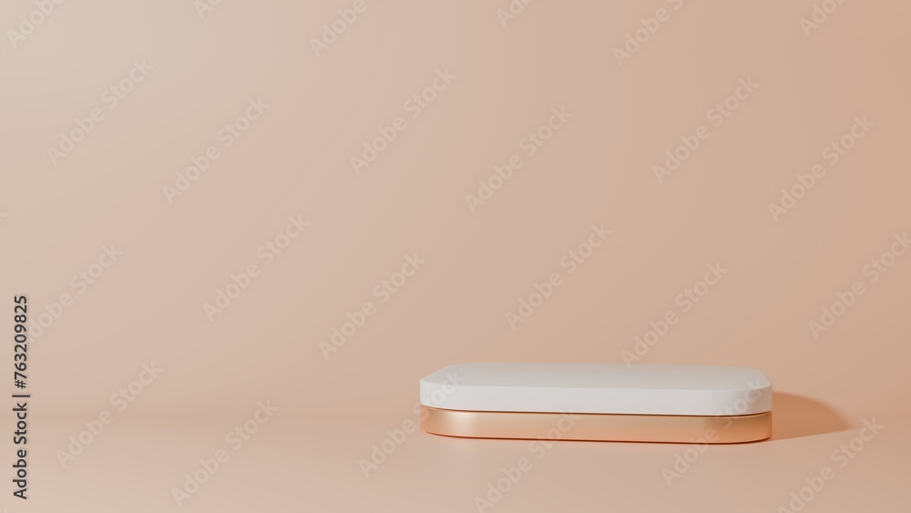 Empty podium or pedestal display on beige background. 3D rendering. Empty podium or pedestal display on beige background. 3D rendering.