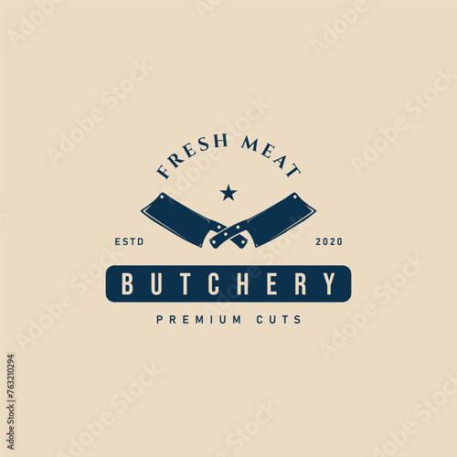 butchery knife vintage logo vector illustration design