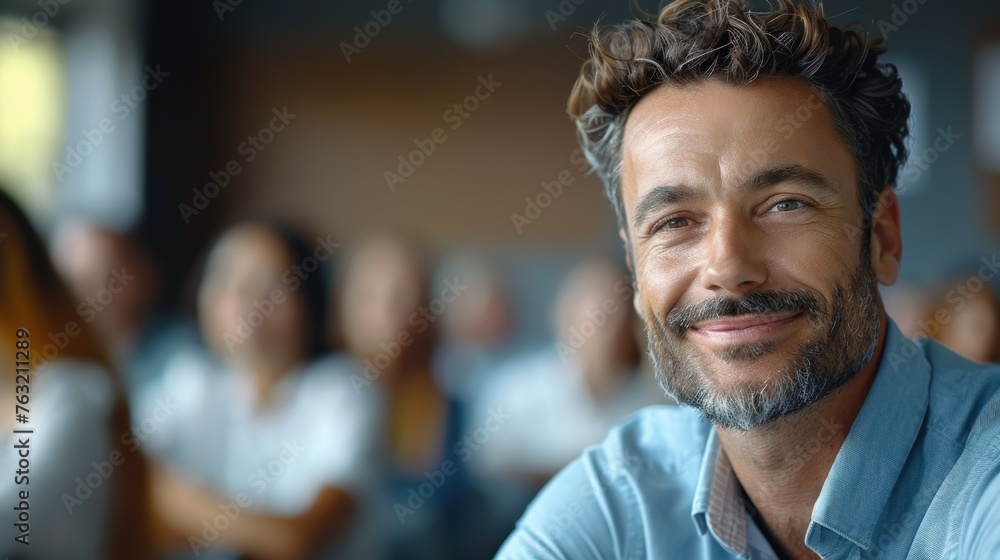Business Teacher Smiling After Training Class Business Teacher Smiling After Training Class