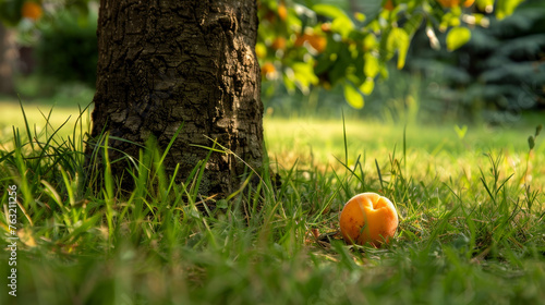 Wallpaper Mural A ripe apricot on the ground under a tree in the sunlight. Torontodigital.ca