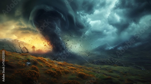Tornado In Stormy Landscape - Climate Change And Natural Disaster Concept © Irfan Hameed
