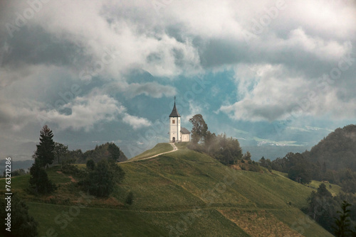 Jamnik, Slovenia - Magical foggy summer day at Jamnik St.Primoz church.