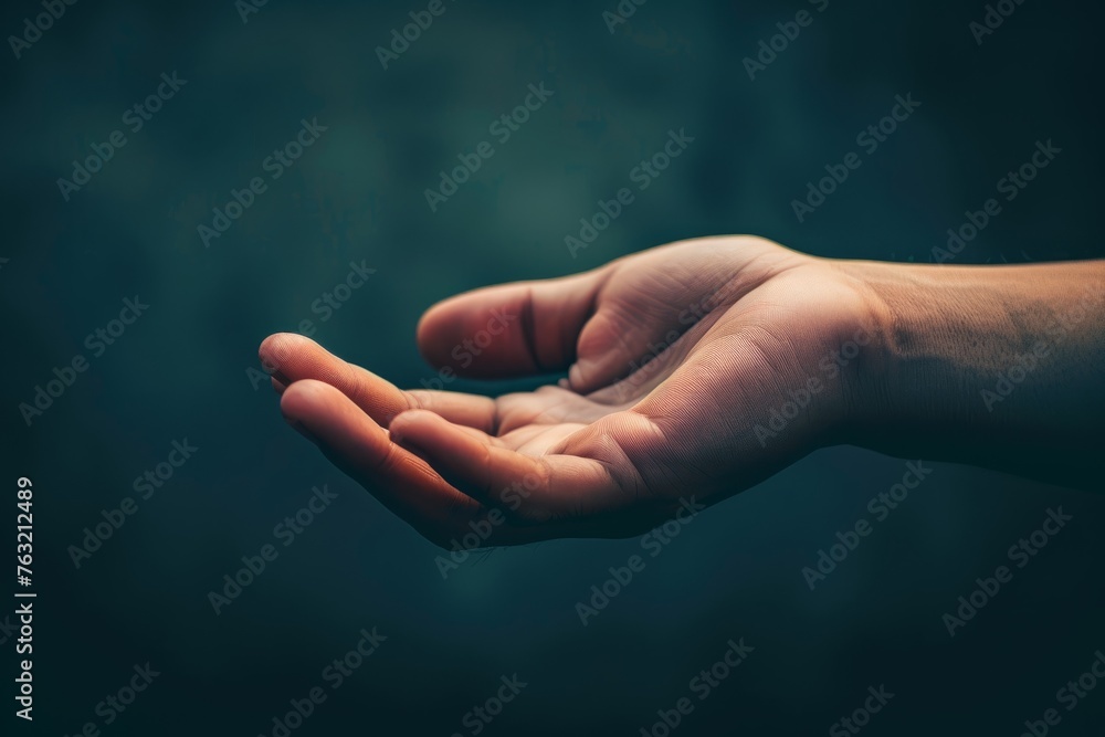 Symbolic Hand Reaching Out Offering Emotional Support - obrazy, fototapety, plakaty 
