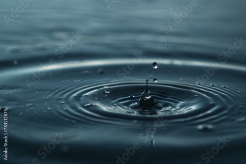 Water's Calm Disrupted by Falling Droplet, A Moment of Peace