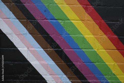 LGBT Pride flag colors on a wall