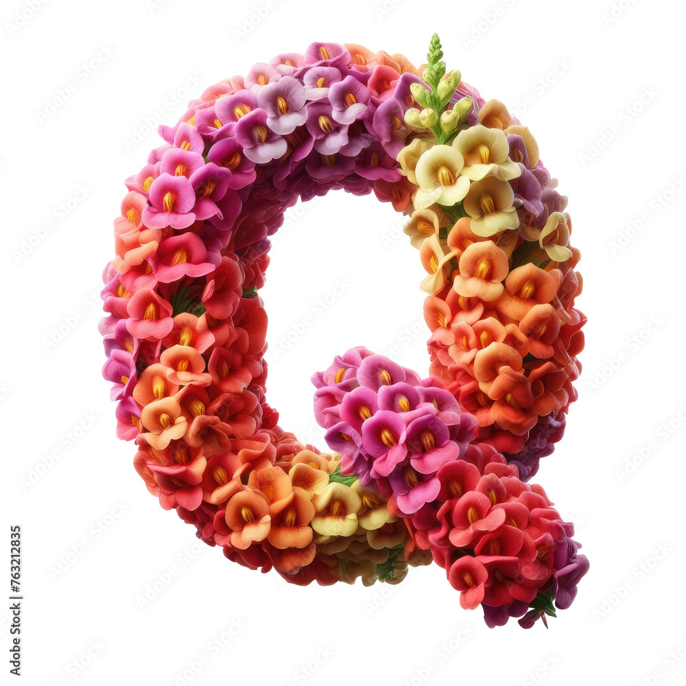 Isolated Floral Letter on a Clear PNG Canvas, Generative AI Isolated Floral Letter on a Clear PNG Canvas, Generative AI