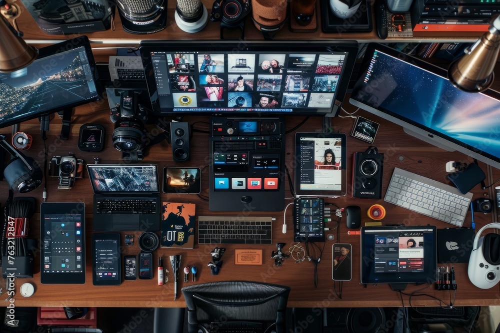 Multimedia Workstation Setup with Various Streaming Services