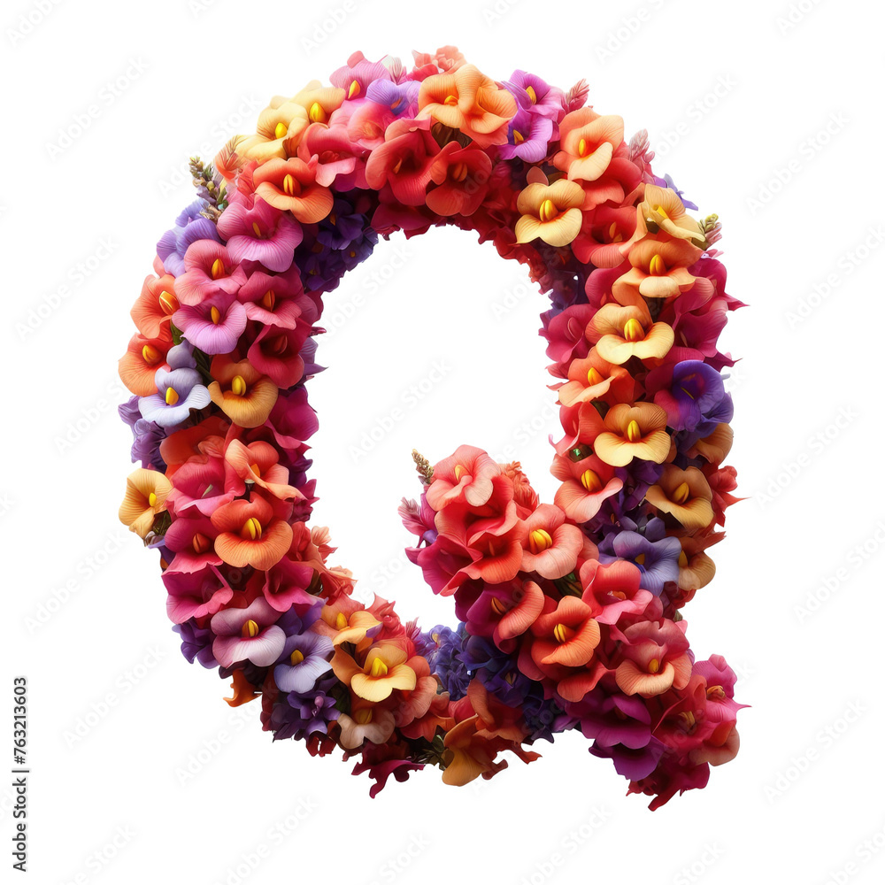 Isolated Floral Letter on a Clear PNG Canvas, Generative AI Isolated Floral Letter on a Clear PNG Canvas, Generative AI