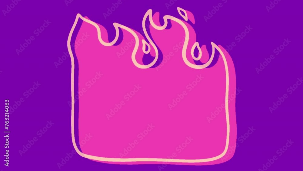 Cartoon loop animation fire or flame isolated on pink and white background. Video motion graphic element. Cartoon loop animation fire or flame isolated on pink and white background. Video motion graphic element.