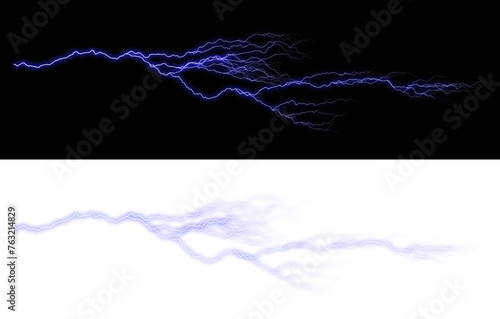 blue lightning thunderbolt, thunderstorm electric bolt, graphic element on a transparent background