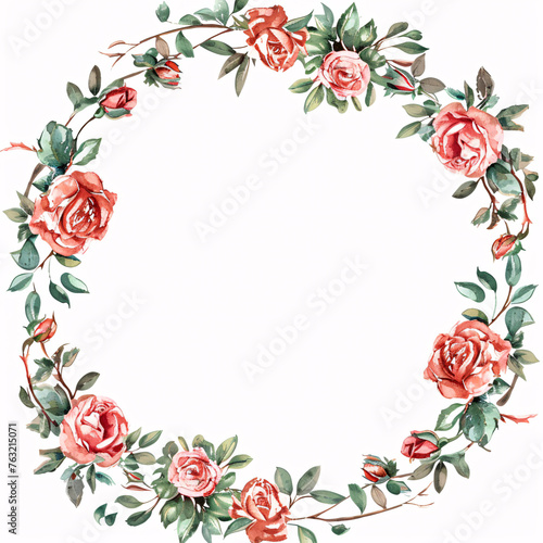 Wallpaper Mural watercolor roses frame wreath illustration for card template Torontodigital.ca