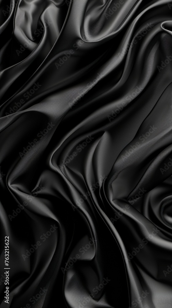 Fototapeta premium Wavy Fabric Texture in Black and White