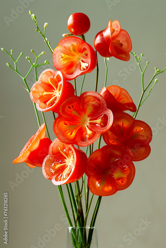 Sliced tomatoes flower bouquet photo
