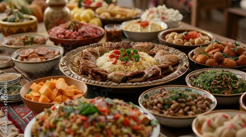Eid Holiday Table with Arabic Cuisine