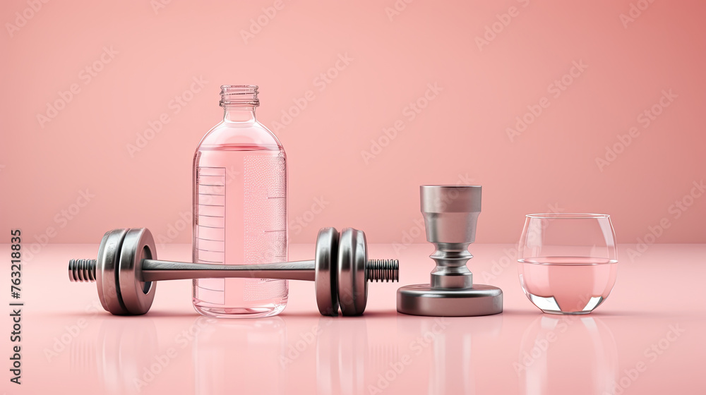 dumbbell and water bottle dumbbell and water bottle