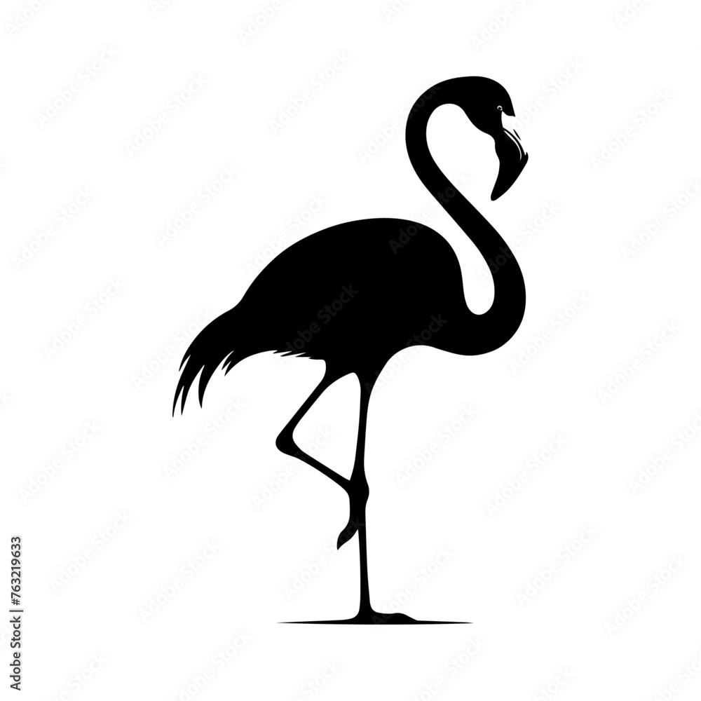 a silhouette of a flamingo on a white background