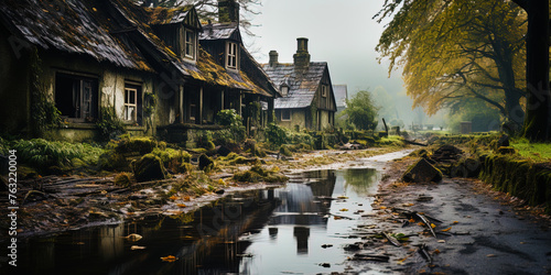 An abandoned house, with a sad look, like a forgotten hero of old fairy