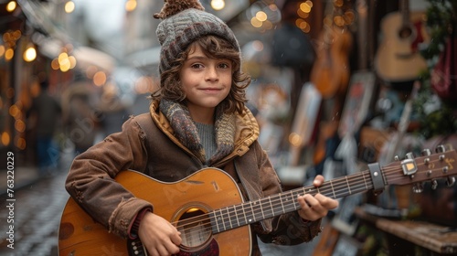 a young musician giving a street performance