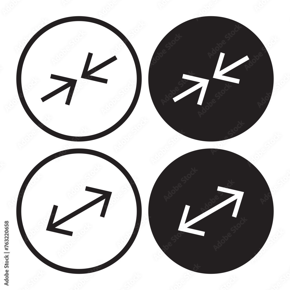 Maximize and minimize screen buttons. Inside, Outside arrow icon. Zoom in and zoom out stroke outline icons set. Maximize and minimize screen buttons. Inside, Outside arrow icon. Zoom in and zoom out stroke outline icons set.