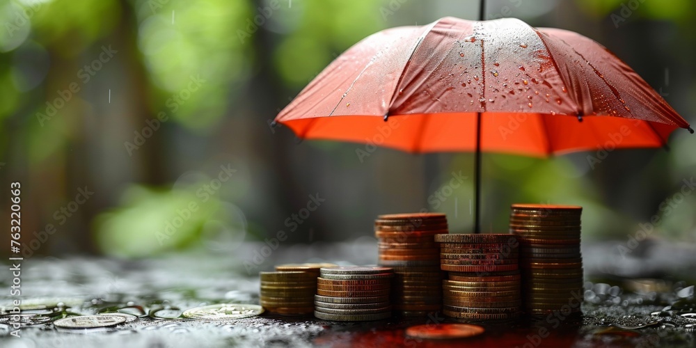 custom made wallpaper toronto digitalA stack of coins under an umbrella, symbolizing financial protection and growth.