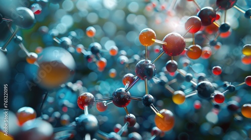 Futuristic 3D Rendering of Vibrant Molecular Structures in Pharmaceutical Chemistry