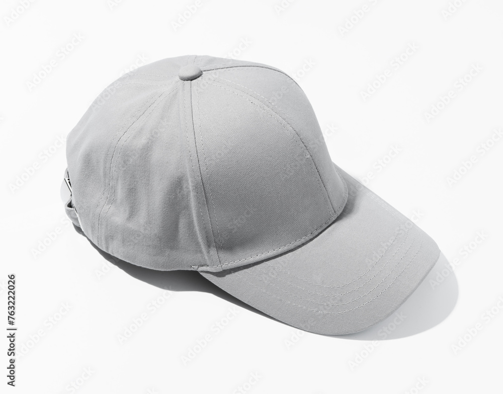 Grey Baseball Cap on White Background Grey Baseball Cap on White Background