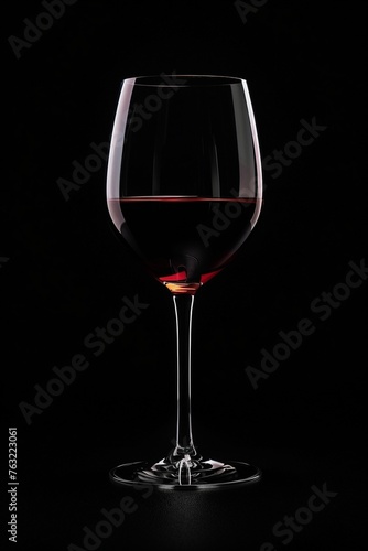 Vin rouge dans un verre sur un fond noir, ia générative