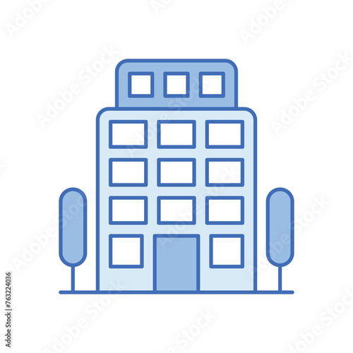 Blue line Bulding vector icon