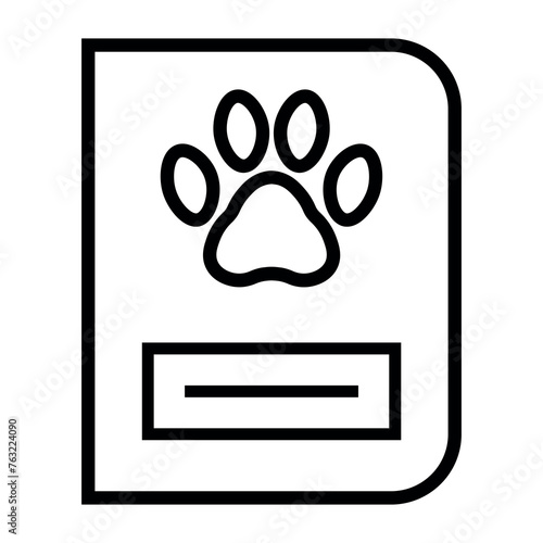black vector pet passport icon on white background