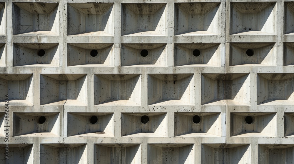 Pattern of concrete geometric shapes on a building facade