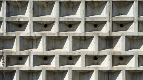 Pattern of concrete geometric shapes on a building facade