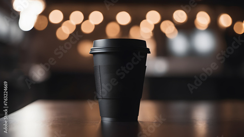 Ripple paper cup with lid. Coffee paper cup set with label. Brown plastic container for drink. Latte  mocha or cappuccino cup for cafe.  AI generated image  ai