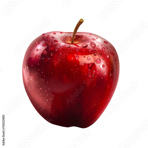 Shiny red apple isolated on white or transparent background 