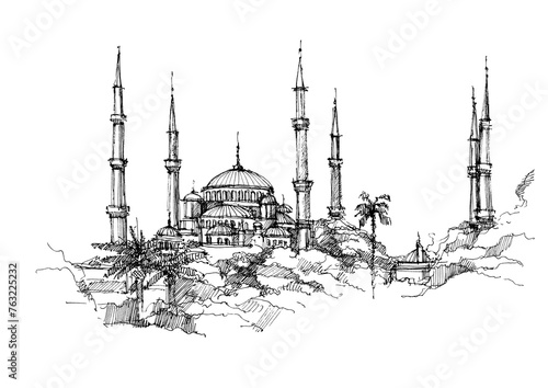 Photography Drawing sketch Istanbul mosque