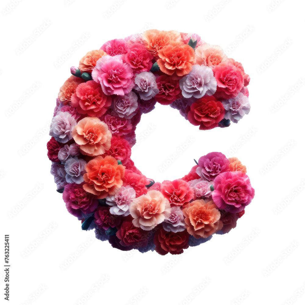 Isolated Floral Letter on a Clear PNG Canvas, Generative AI Isolated Floral Letter on a Clear PNG Canvas, Generative AI