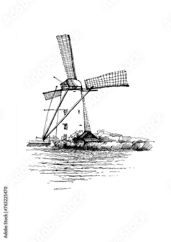 Drawing sketch oh wind mill