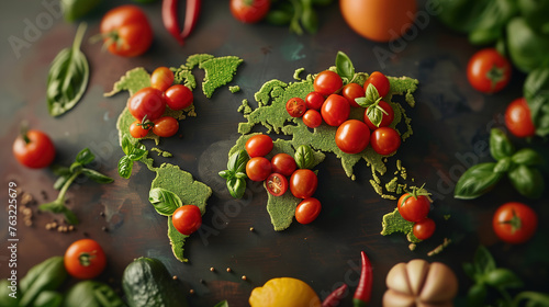 World Map Made of Vegetables