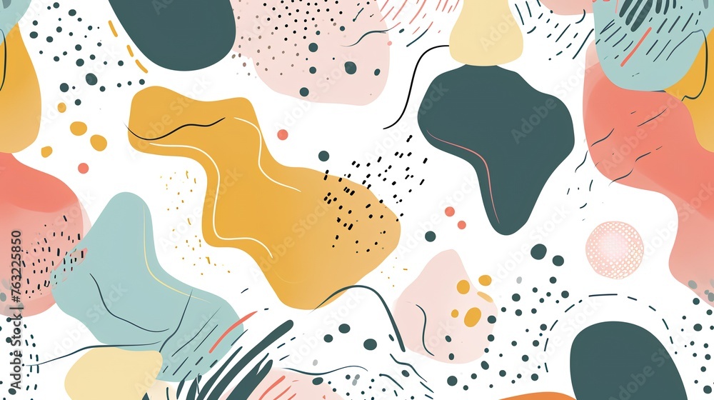 Seamless pattern with hand drawn abstract shapes. Vector illustration.