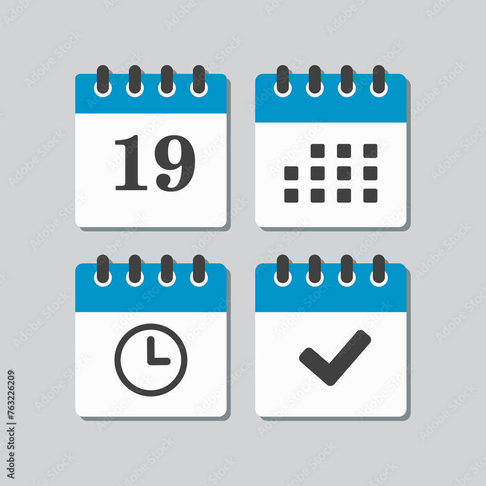 Icon calendar number 19, agenda app, timer, done Icon calendar number 19, agenda app, timer, done