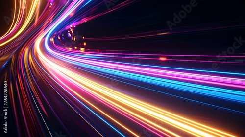 speed motion of car on night road with long exposure, abstract background