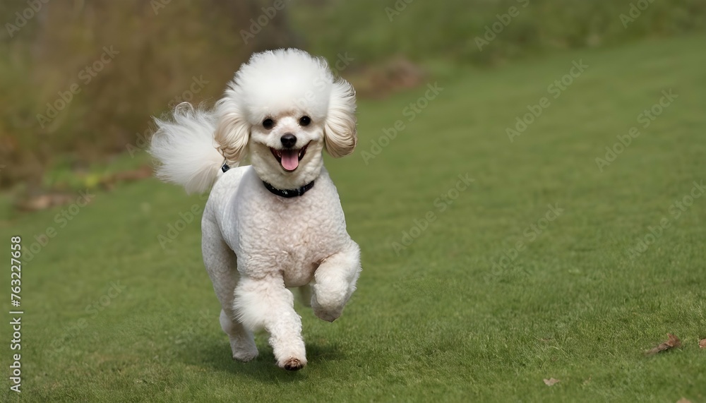 A Fluffy Poodle Prancing Happily Upscaled 4