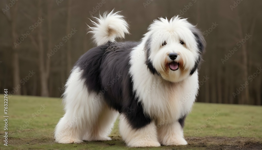 A Fluffy Old English Sheepdog With A Shaggy Coat Upscaled