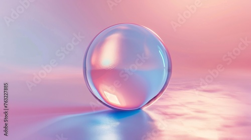 A realistic 3D illustration of a spherical glass ball set against a light background  demonstrating the use of global colors in RGB format