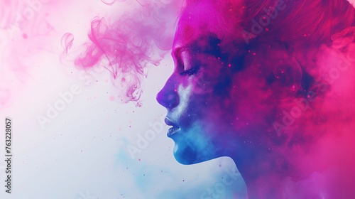 Kobieta z dymem wychodzącym z twarzy © Artur