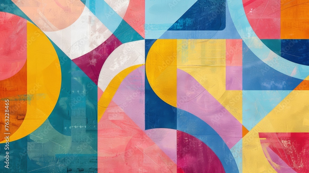 Colorful abstract geometric mural