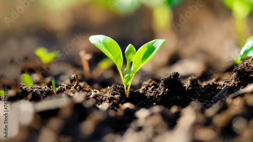 sprout, small plant, spring, seedlings, vegetable garden, growing seedlings from seeds, macro, close up, garden and vegetable garden